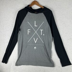 Live Fit Apparel Mens LVFT Black & Gray Hoodie Long Sleeve T-Shirt Size M